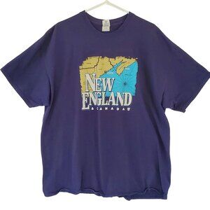 Gildan T Shirt XL New England Canada Cruise Tourist Cotton Short Sleeve Blue
